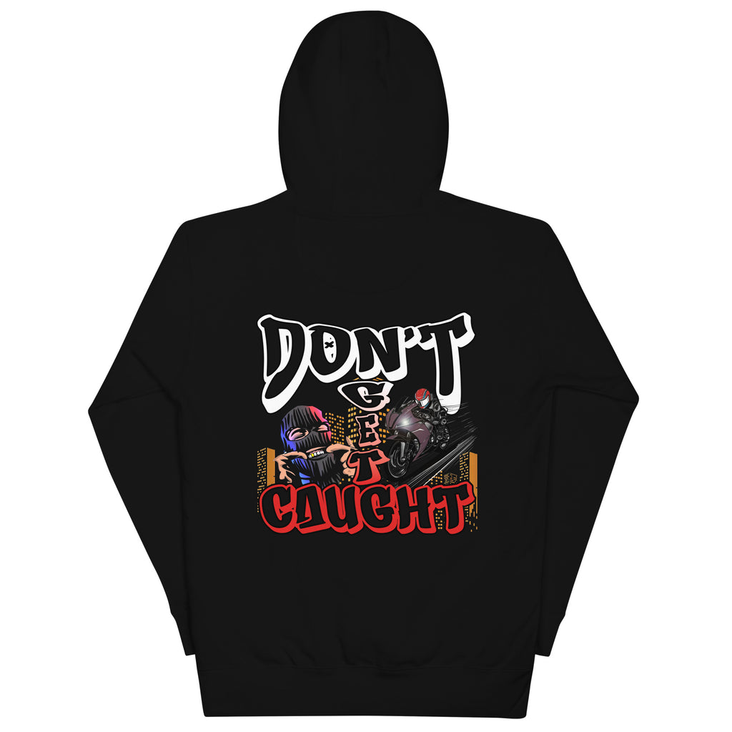 Hurt.Biker x Ghostrider Don't Get Caught collab hoodie, black, back print